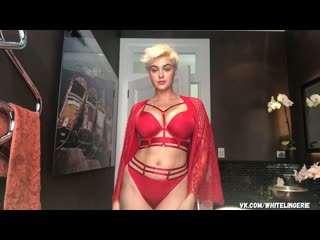 stefania ferrario - red lingerie thong g-srting blonde sexy hot tits ass onlyfans patreon big tits huge ass natural tits